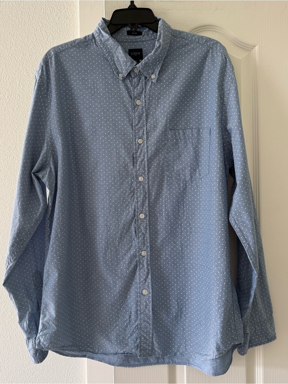 J.Crew Slim Fit XL Blue White Dot Button Down Shirt Mens Long Sleeve